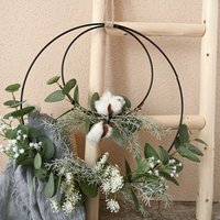 Home Garden Cotton Double Ring Wall Hanging Wall Decoration Artificial Flower Design Wedding Hand Bouquet Wall Hanging