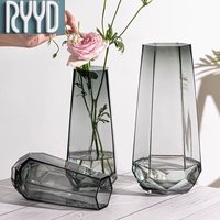 Premium Modern Glass Vase Transparent Design Roses Lilies & Lucky Bamboo Display