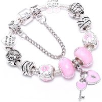 Charm Bracelets Pink Oil Drop Key Beaded Bracelet Hot Selling Jewelry