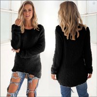 Women's Long Sleeve Casual Sweater Top - Soft Cotton Blend, Loose Fit, Round Neck, Multiple Colors & Sizes (S-5XL)
