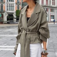 Autumn Fashion High End Elegant Large Lapel Tie Lazy Style Casual Versatile Trench Coat