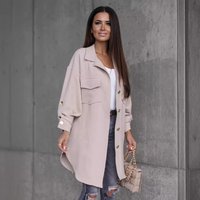 Style Roll up Sleeve Button Decoration Mid length Shirt Jacket