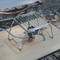 Outdoor stove head portable foldable kettle stainless steel striped grid mini baking tray bracket
