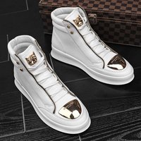 Athletic Shoes Martin Boots High Top Shoes Metal Casual Leather Boots Korean Style Trendy Street Dance Shoes