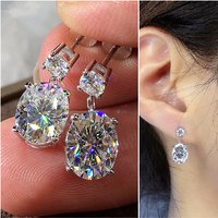 CAOSHI Fashion OL Oval Super Flash Eardrop Light Luxury Niche Bride Wedding Earrings