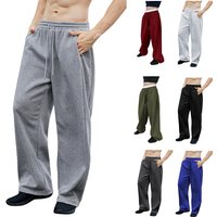 Men's Sweatpants Waist Drawstring Straight Wide Leg Loose Trousers Sports Pants With Pockets
