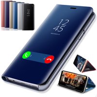 Mirror Flip Case Samsung Galaxy S7Edge S8 S9 S10 S20 S21 S22 S23 Ultra Note8 Note9 Note10 Plus Note20Ultra S10E S20FE S21FE Phone Cover