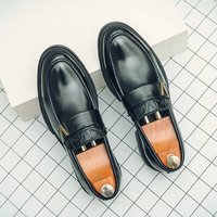 Spring New Platform Tassels Loafers Men Black And White Wedding Party Casual Shoes Formal Business Shoes Slip-on Leather Shoes 38-46