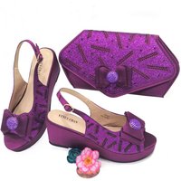 Women's Shoes Large Size Women's Shoes Birthday Party Shoes Small Wedge Heel Thick Sole Shoes With The Same Design Clutch Bag Diamond Flower