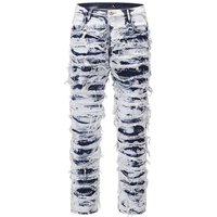 Vintage Camo Patchwork Distressed Embroidered Ripped Jeans & Loose Fit Streetwear Denim Pants