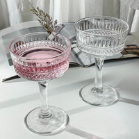 2pcs Vintage Style Coffee Shop High Footed Glass Cup Specially Made Beverage Cup, Cold Drink Cup, Soda Drink Cup
