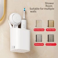No Drill Wall Mount Toothbrush Holder Strong Suction Cups Bathroom Organizer Toothbrush & Toothpaste 