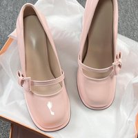 2025 Beautiful French Pink Mary Jane Women’s With Skirt Temperament Single Small Leather Shoes