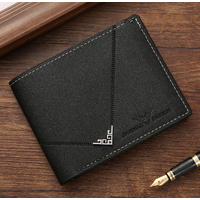 Men's Wallet, Men's Short Wallet, Men's Youth Simple And Fashionable, Multi Card, Lychee Pattern, Horizontal Patchwork Leather Wallet