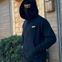 Clothing American Street Style Loose fitting Versatile Streetwear Letter Double Hooded Zip up Sweatshirt