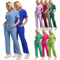 Clothing Wash Clothes Split Suit Short Sleeve Beauty Salon Nursing Work Uniforms Micro Elastic Hospital Scrubs