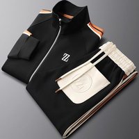 2026 European USA Style Fashion Tracksuits Stand Collar Zipper Sweatshirts + Lace Up Sweatpants Striped Splicing Two Piece Casual Sport Sets