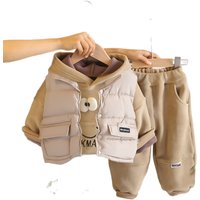 Clothing Fashionable Fleece Thickened Smiling Face Vest Three Piece Set Winter Sweatshirt