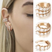 Women's Jewelry Elegant Crystal Zircon Ear Clips Non-Pierced Ears Hypoallergenic Brass With 18K Gold Plating U-Shaped Ear Cuff Daily Special Occasions