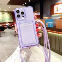 Crossbody Lanyard Card Bag Phone Case For iphone 15 14 Plus 13 12 Mini 11 Pro Max Shockproof Soft TPU Clear Back Cover