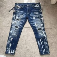 Slim Fit Men's Embroidered Ripped Jeans - Premium Cotton Denim Pants For Casual & Streetwear