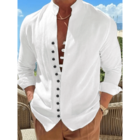 Herren Premium Leinenhemd – Relaxed Fit Mandarin-Kragen, atmungsaktives Button-Up-Hemd für Frühling & Sommer