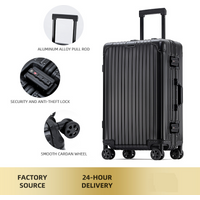 Premium Aluminum Magnesium Alloy Suitcase TSA Lock Durable Metal Luggage 360° Spinner Wheels Sizes 20 29 Inch