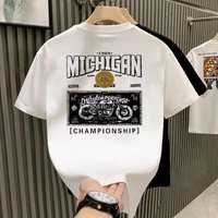 Men's Clothing Pure Cotton Printed Short Sleeved Casual Round Neck T Shirt