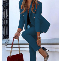 Clothing Fashion Temperament Commuting Leisure OL Professional Temperament Suit Two Piece Suit Long Sleeved Straight Pants