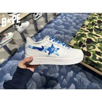 A BATHING-APE Classic Double Sided Splicing Trendy Fashion Board Shoes Tri Color Camouflage Air Force No.1 Board Shoes Men’s And Women’s Same Style