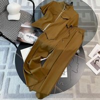 Clothing Fashion Zipper Thin Short Sleeved Wide Leg Pants Casual Sports Suit