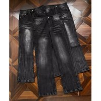 Clothing Ripped Denim Jeans Cracked Print Jeans – High Street Slim Fit Bowie Knife Flare Pants Distressed Denim Urban Style