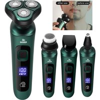 Green Smart Electric Shaver LCD Digital Display Three-head Floating Razor USB Rechargeable Washing Multi-function Beard Knife