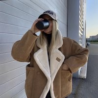 Vintage Faux Shearling Jacket Cozy Winter Outerwear Relaxed Fit Available Chestnut & "