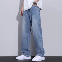  Vintage Washed Jeans – High Street Distressed Denim Pants Relaxed Fit Straight Leg Trousers Faded Details Fall Collection
