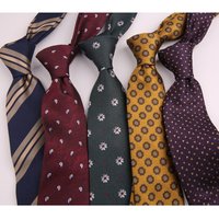 polyester striped flower fashion business formal tie groom wedding formal tie 7cm wholesale