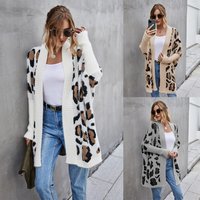 cardigan coat personality fashion Leopard knit sweater