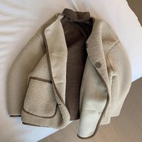  Oversized Short Length Fleece Coat – Chunky Alpaca Blend Teddy Jacket 