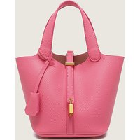 2024 New Vegetable Basket Wind Soft Skin Women's Large Capacity Litchi Pattern Water Bucket Bag Handbag