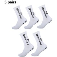 Premium Football Socks With Grip Dots - Breathable, Anti-Slip, Moisture-Wicking Sports Socks For Men & Women (5-Pack, Assorted Colors)