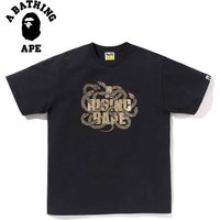 A BATHING APE BAPE-Snake Year Letter Printed Short Sleeved T-shirt Made Of Pure Cotton Fabric For Both Men And Women
