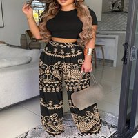 Casual Short Sleeve T Shirt Pants Set Thin Polyester Spring Autumn Summer Fashion Top Bottom Ensemble