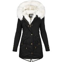 Women's Clothing Women's cotton coats large size cotton coats with hooded fur collar, waist and thickened mid-length