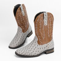 Cowboy Square Toe Embroidered Motorcycle Boots Work Safety Footwear