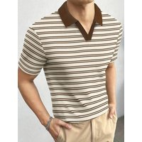 Casual Striped Lapel Polo Men's Short Sleeved T Shirts