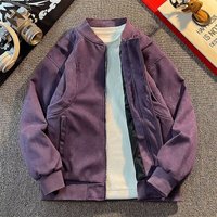 Men's Clothing retro fashion purple baseball jacket for men and women vintage suede jacket flight jacket for men