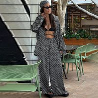 Women's Clothing spring high end long sleeved loose shirt and trousers two piece satin printed suit
