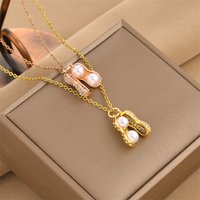 Fashion Korean Women’s Natural Freshwater Pearl Necklace Peanut Pendant Clavicle Chain Luxury Party Jewelry