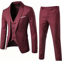 Men's 3-Piece Slim Fit Suit Set – Wedding/Office Blazer + Vest + Dress Pants (S-6XL, 8 Colors)