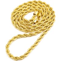Hip Hop Plated 6mm Rope Chain Necklace Stylish Twist Design Casual Wear Simple Twisted Rope Chain Sweater Chain Accessories